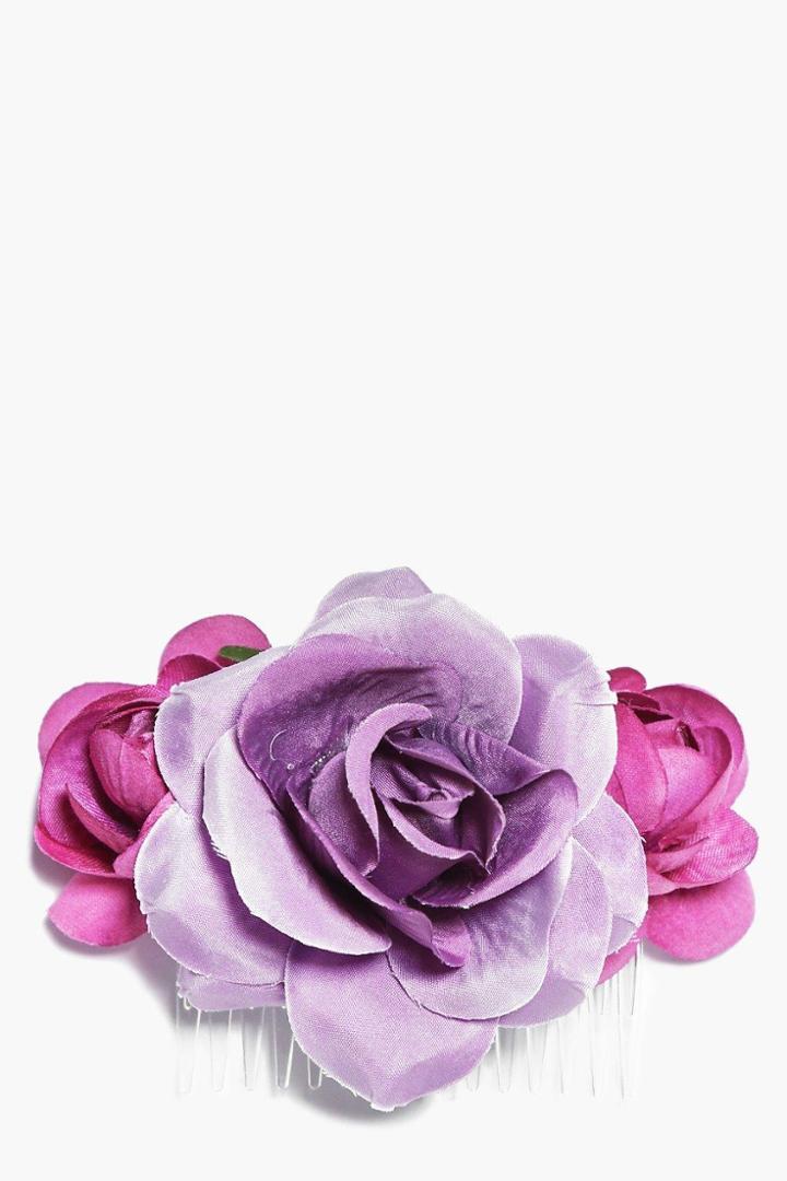 Boohoo Lucie Bridal Purple Floral Hair Slide Purple