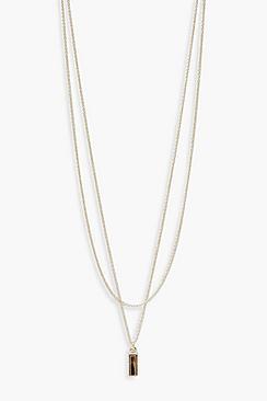 Boohoo Tortoiseshell Tab Layered Necklace