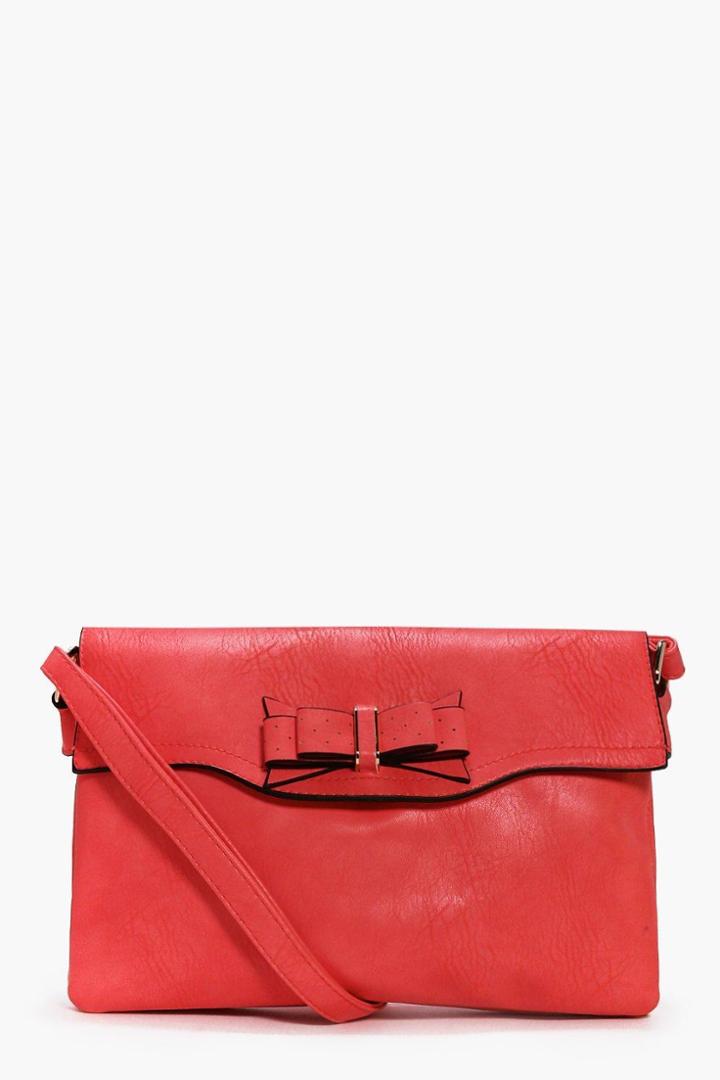 Boohoo Evie Bow Detail Oversized Body Bag Red