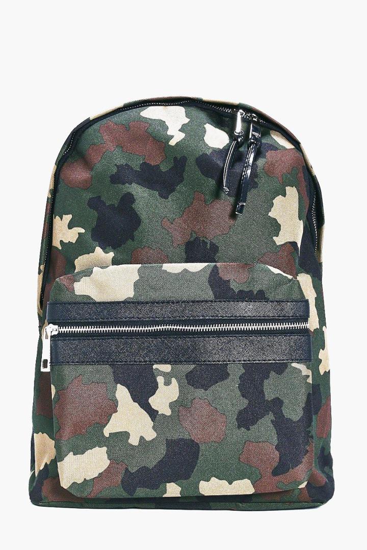 Boohoo Camo Backpack Green