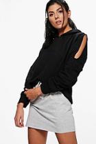 Boohoo Julie Cold Shoulder Loop Back Hoody