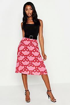 Boohoo Chain Print Midi Skirt