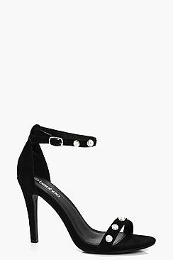 Boohoo Sophie Pearl Trim 2 Part Heels