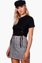 Boohoo Becky Gingham Denim Mini Skirt