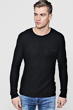 Boohoo Textured Long Sleeve Crew Jumper