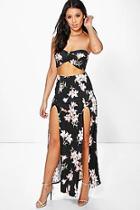 Boohoo Floral Bandeau & Maxi Skirt Co-ord Set