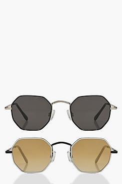 Boohoo Slim Hexagon Sunglasses 2 Pack