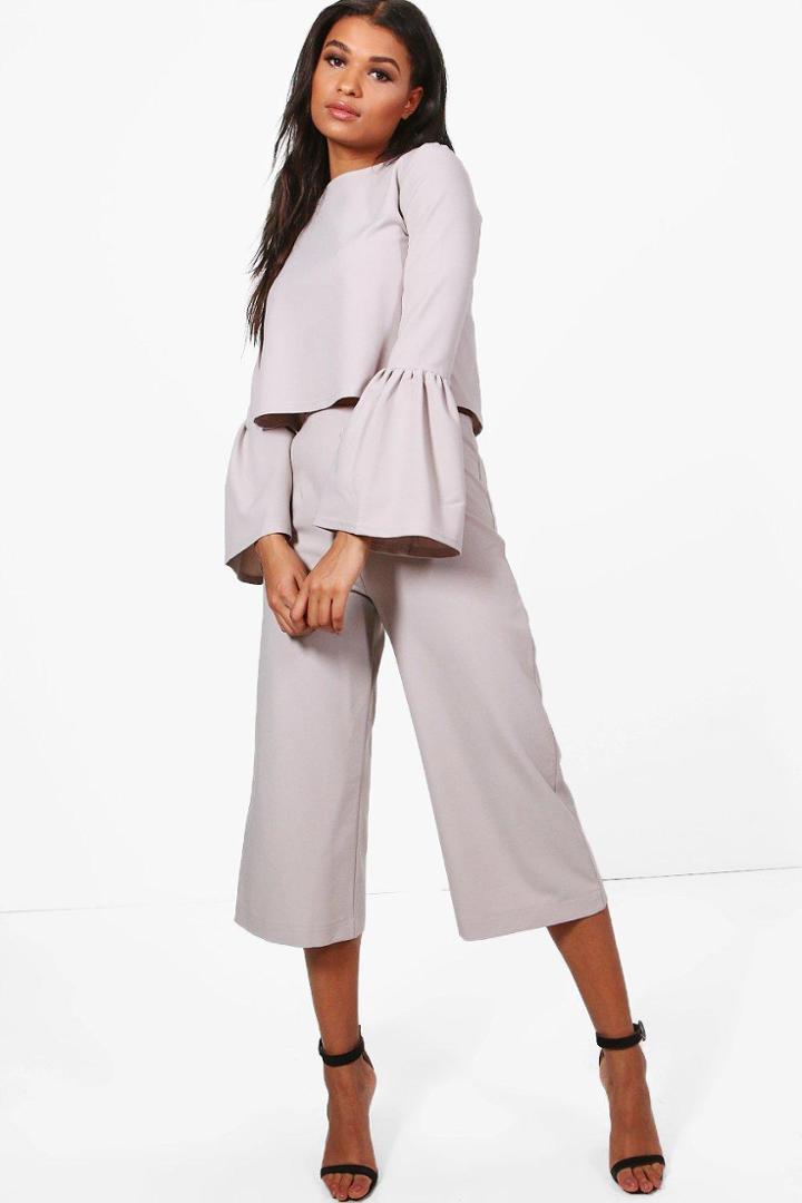 Boohoo Sarah Zip Detail Woven Culotte Grey