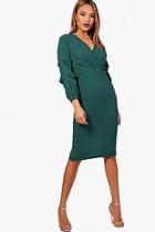 Boohoo Volume Sleeve Midi Dress