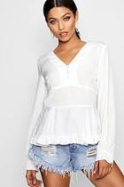 Boohoo Button Through Peplum Blouse