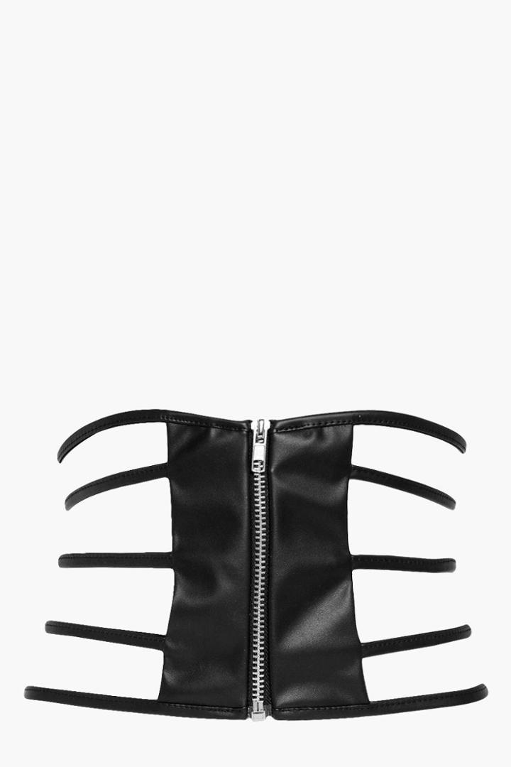 Boohoo Holly Strappy Zip Front Waist Belt Black
