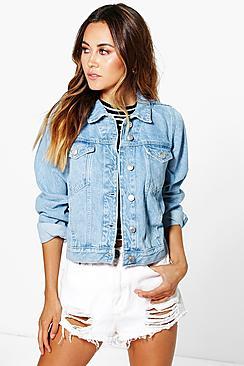 Boohoo Cindy Light Wash Denim Jacket