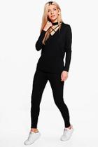 Boohoo Emily Strappy Choker Jumper & Leggings Lounge Set