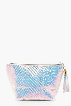 Boohoo Holographic Mermaid Large Makeup Bag