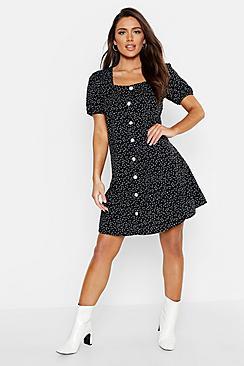 Boohoo Woven Button Through Shift Dress