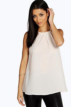 Boohoo Meg Woven Halterneck Swing Top