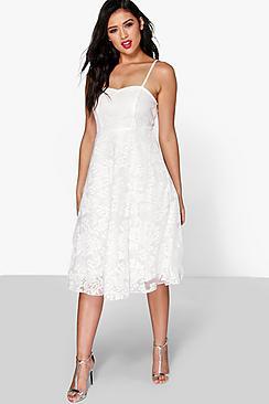 Boohoo Boutique Li Lace Strappy Sweetheart Midi Dress