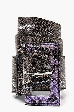 Boohoo Multi Colour Snake Wide Waist Belt