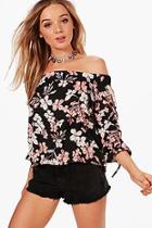 Boohoo Jasmine Floral Print Bardot Top