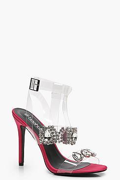Boohoo Esme Embellished Clear Strap Sandals