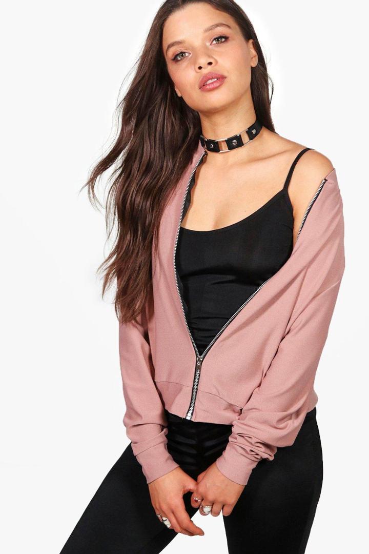 Boohoo Olivia Crepe Bomber Rose