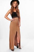 Boohoo Petite Jeny Button Front Floor Sweeping Maxi Skirt