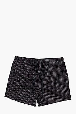 Boohoo Short Length Geo Print Swim Shorts