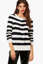 Boohoo Katie Striped Cable Knit Jumper