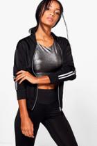 Boohoo Lola Fit Sports Luxe Bomber Jacket Black