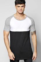 Boohoo Long Line Raglan Colour Block T-shirt Grey