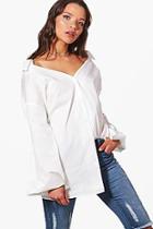 Boohoo Grace Off The Shoulder Wide Sleeve Shirt