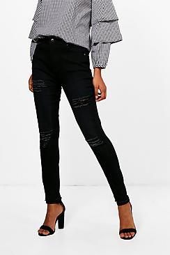 Boohoo Katie Cheeky Rip High Rise Skinny Jeans
