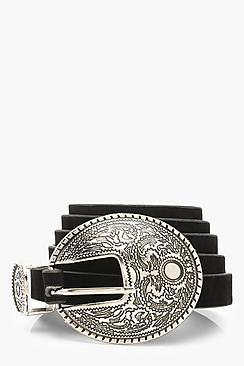 Boohoo Plus Oval Western Sudette Waist Belt