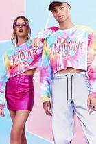 Boohoo Pride Tie Dye Cropped Sweater With Print