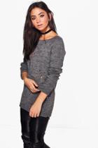 Boohoo Maria Ladder Knit Jumper Grey