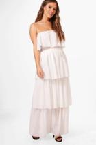 Boohoo Petite Boutique Gigi Bandeau Ruffle Maxi Dress White