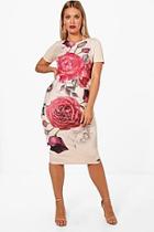Boohoo Plus Molly Floral Crepe Wiggle Dress