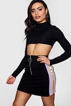 Boohoo Neve Sweat Sports Zip Contrast Mini Skirt