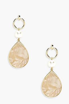 Boohoo Faux Shell & Pearl Teardrop Earrings