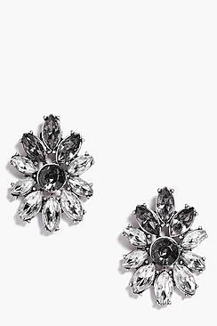 Boohoo Violet Boutique Diamante Floral Earrings