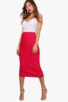 Boohoo Lottie Deep Rib Long Line Midi Skirt