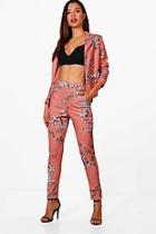 Boohoo Victoria Floral Printed Skinny Trousers
