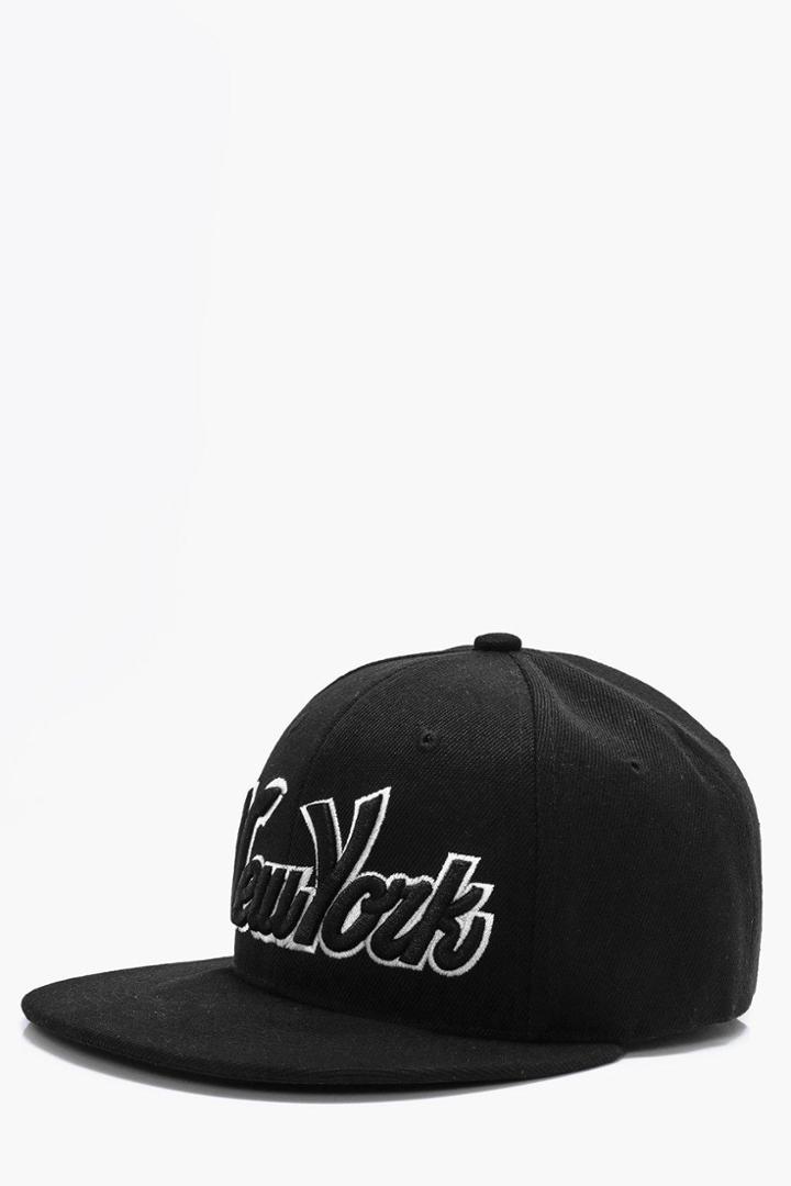 Boohoo New York Embroidered Cap Black