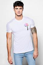 Boohoo White Crew Neck T-shirt With Palm Print