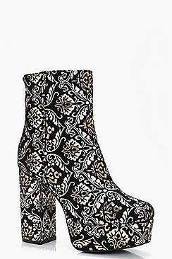 Boohoo Ella Baroque Extreme Platform Ankle Boot