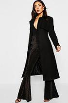 Boohoo Belted Wool Look Trench Coat
