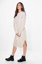 Boohoo Niamh Oversized Cable Knit Jumper Dress