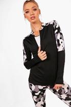 Boohoo Alice Fit Camo Zip Up Running Top