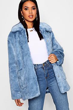 Boohoo Luxe Collared Faux Fur Coat