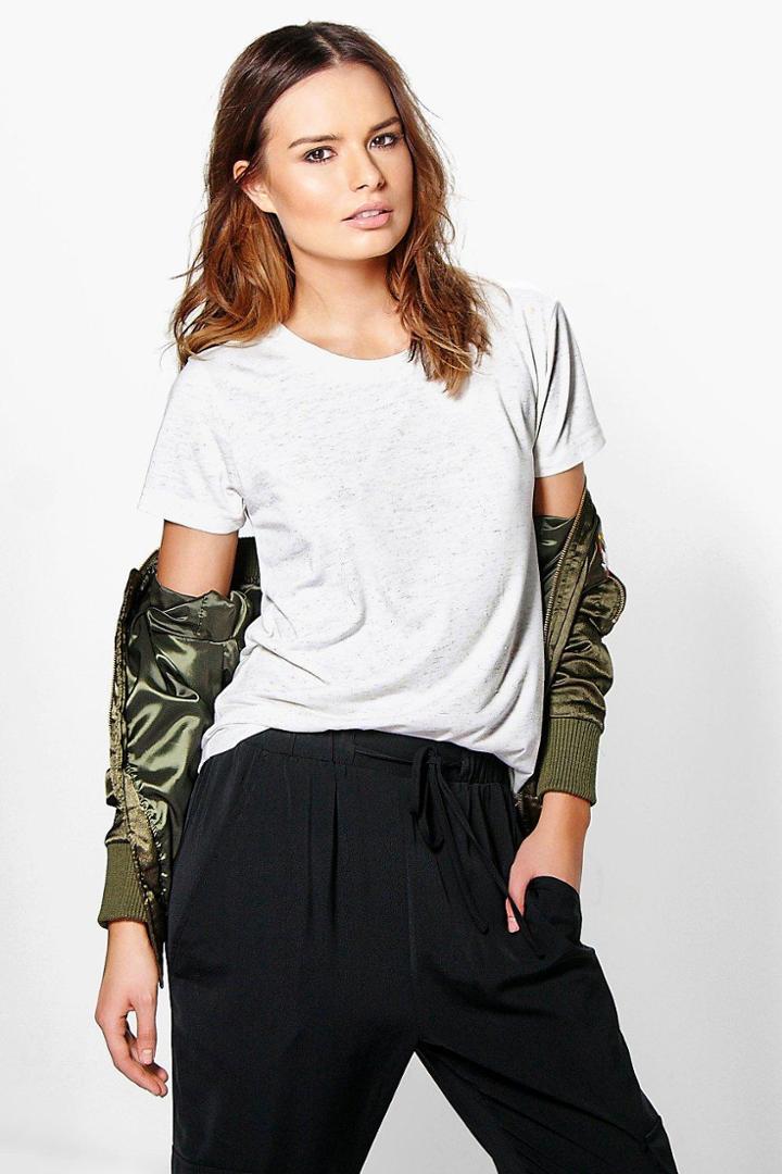 Boohoo Lois Metallic Cuff T-shirt Cream
